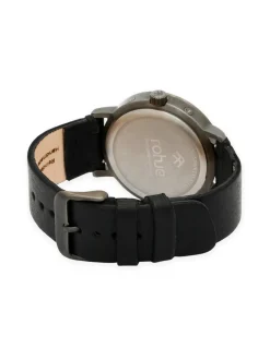 Adventurister Dark -rannekello, musta poronnahkaranneke