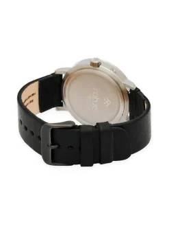 Adventurister White -rannekello, musta poronnahkaranneke