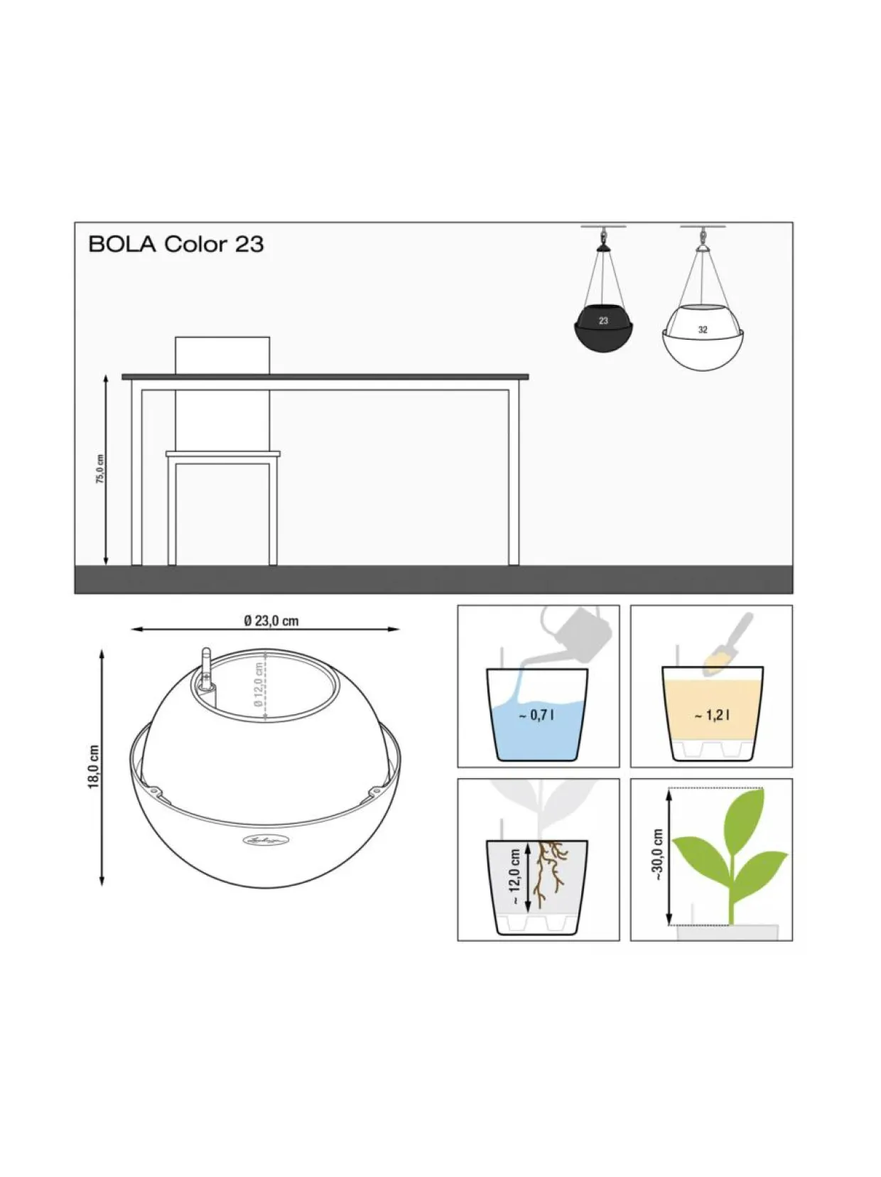 Amppeli Bola Color altakasteluruukku Lechuza