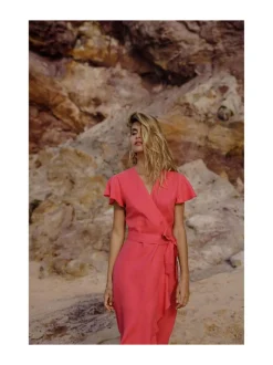 Annika Dress, Sunset Coral