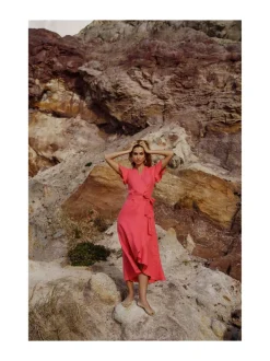 Annika Dress, Sunset Coral