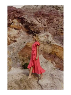 Annika Dress, Sunset Coral