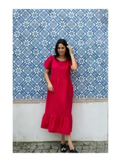 Astrid Dress, Pink Peacock