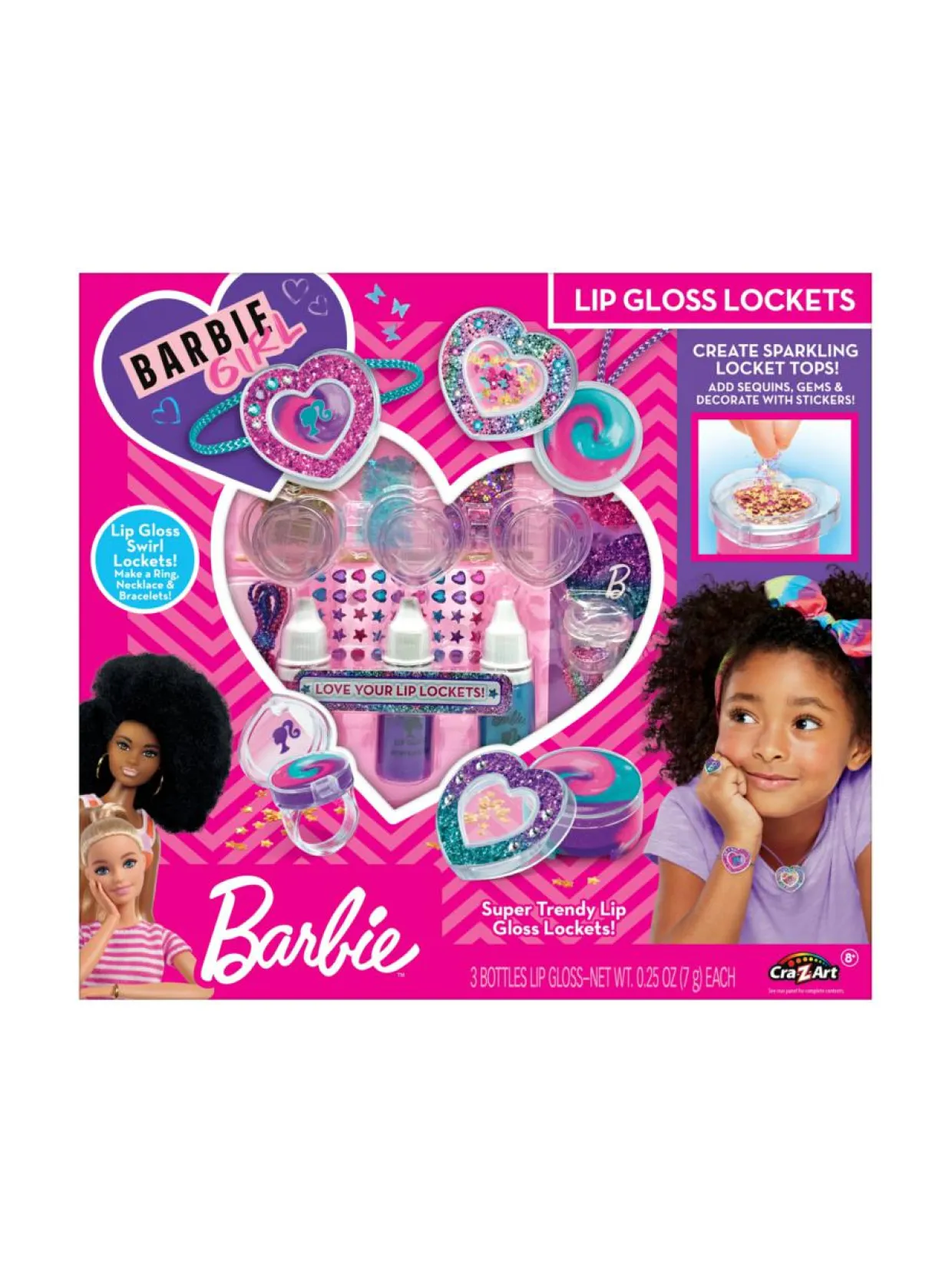 BARBIE Huulikiiltomedaljongit Kimaltelevat sydänkävyt