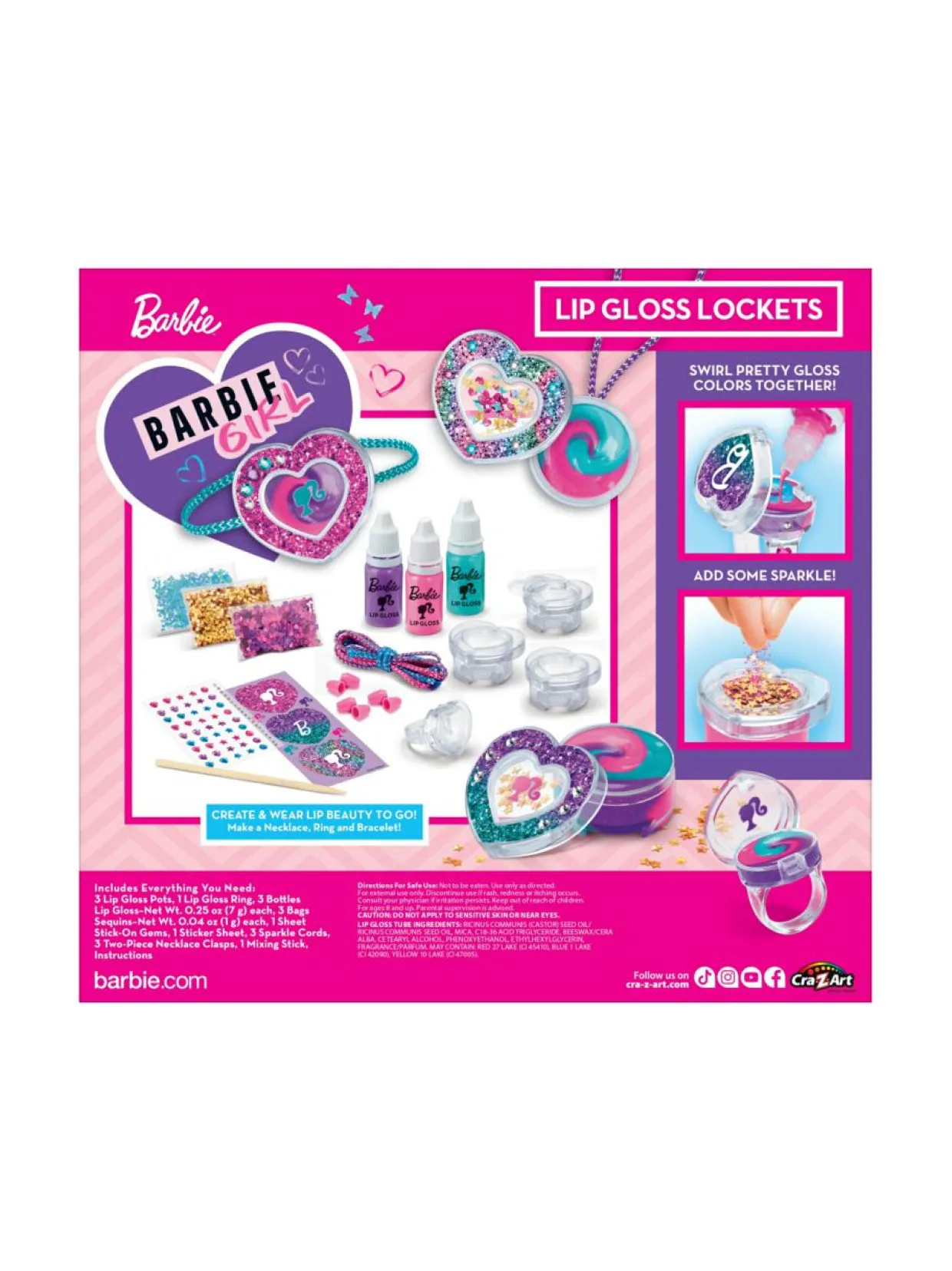 BARBIE Huulikiiltomedaljongit Kimaltelevat sydänkävyt