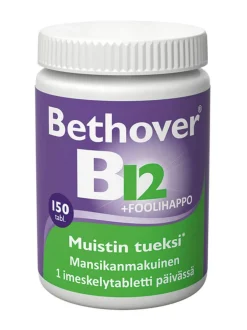 Bethover B12-vitamiini + foolihappo 150tabl. mansikka