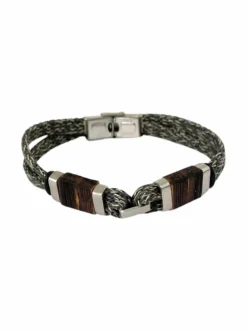 Brace cotton cord steel/wood 2 parts grey