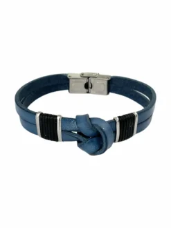 Brace leather big knot blue