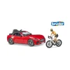 BRUDER Roadster-urheiluauto, maastopyörä ja pyöräilijä, 1:16