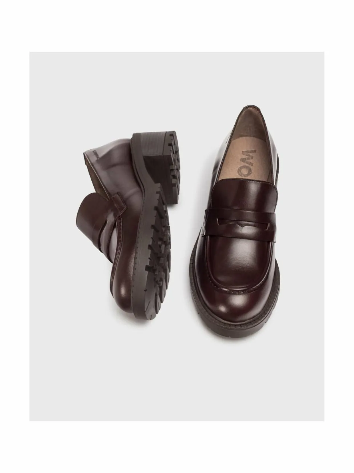 Chunky Sole Mid Heel -nahkaloaferit