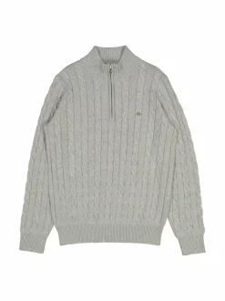 Cotton Cable Half Zip -palmikkoneule