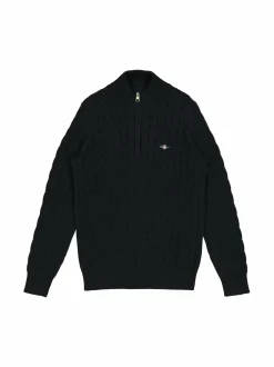 Cotton Cable Half Zip -palmikkoneule