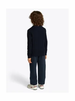 Crew Neck Cotton Cable Sweater -neule