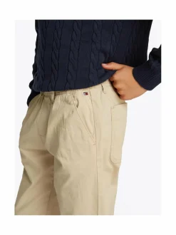 Crew Neck Cotton Cable Sweater -neule