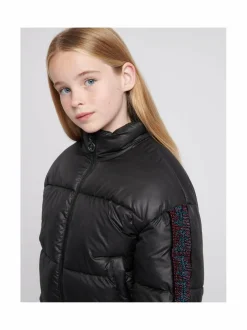 Diamante Stripe Short Puffa -takki