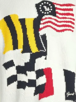 Flag Intarsia C-Neck ‑puuvillaneule