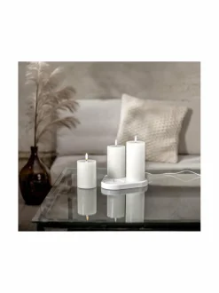 Flamme Charge LED -pöytäkynttiläsetti 10 cm + 12,5 cm + 15 cm