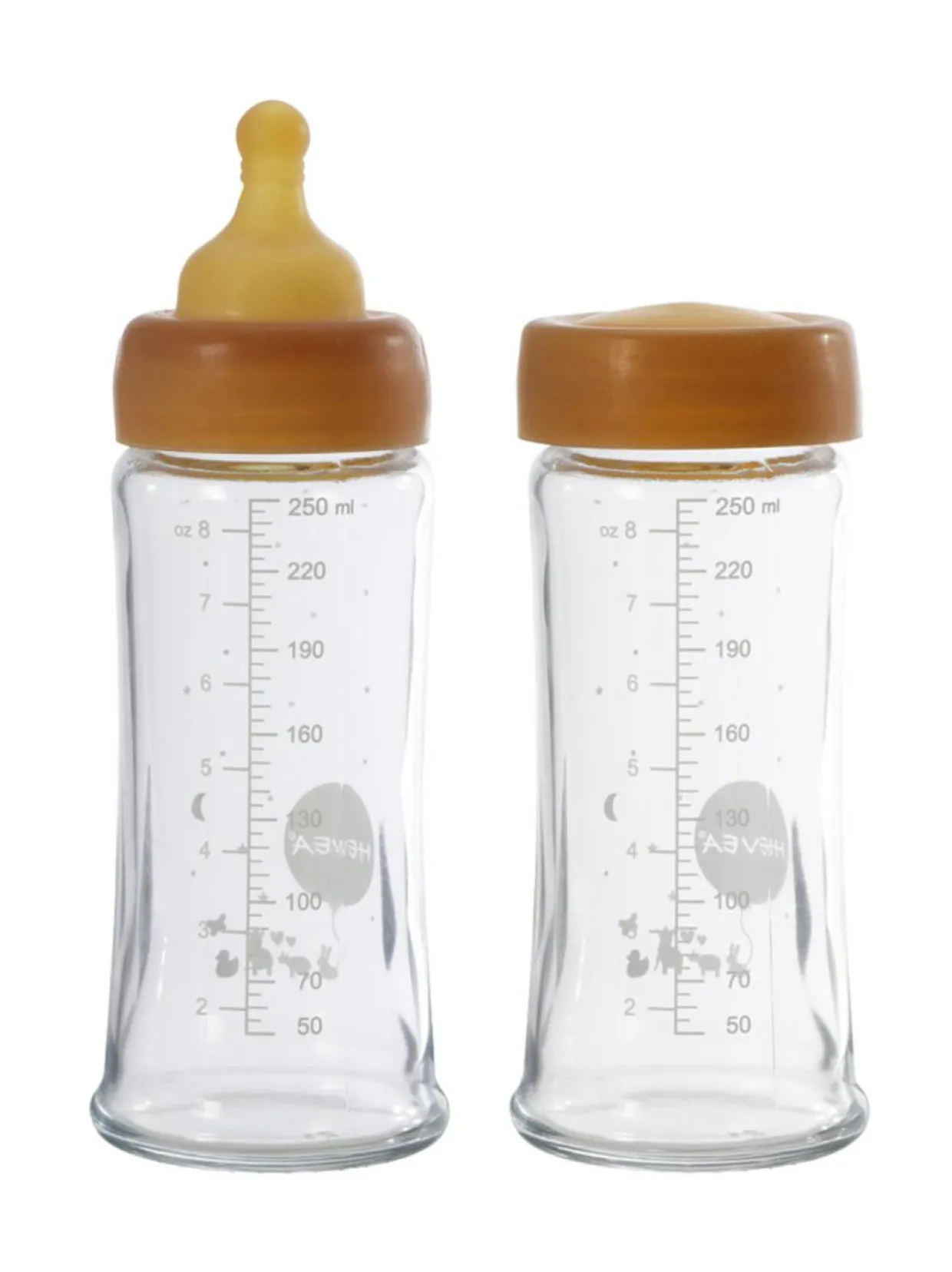 Hevea lasituttipullo Wide Neck 2 x 250ml