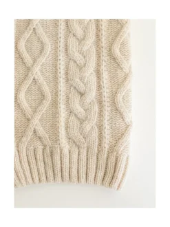 Koiran neule, palmikko, vaalea beige