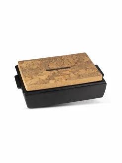 Large -kannellinen uunivuoka ja korkkialusta, 35 x 23,5 x 10,5 cm