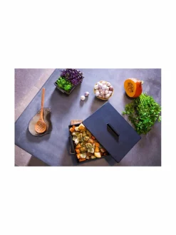 Large -kannellinen uunivuoka ja korkkialusta, 35 x 23,5 x 10,5 cm