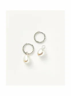 Pearl Twisted Small Drop Hoop -korvakorut