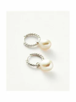 Pearl Twisted Small Drop Hoop -korvakorut