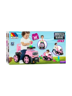 Potkuauto Maasturi ja 10 palikkaa vaaleanpunainen