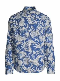 Regular Botanical Print -pellavakauluspaita