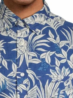 Regular Botanical Print -pellavakauluspaita