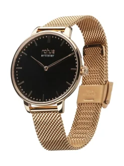 Rohje Artister Classic Black-rannekello, teräsrannekke