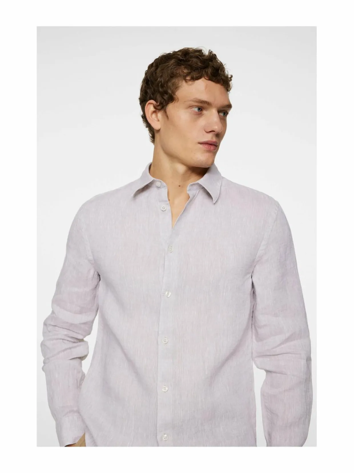 Slim Linen Melange -kauluspaita