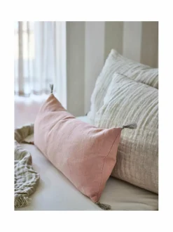 Sunshine-pellavatyynynpäällinen tasseleilla 30 x 60 cm