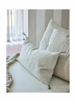 Sunshine-pellavatyynynpäällinen tasseleilla 30 x 60 cm