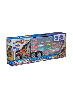 TEAMSTERZ Metro City Autonkuljetusauto ja 8 metalliautoa, 56 cm
