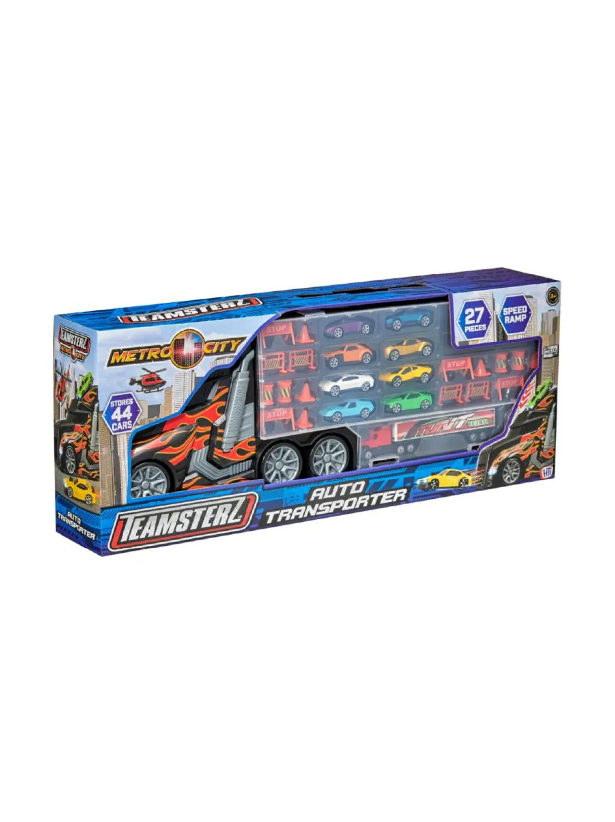 TEAMSTERZ Metro City Autonkuljetusauto ja 8 metalliautoa, 56 cm