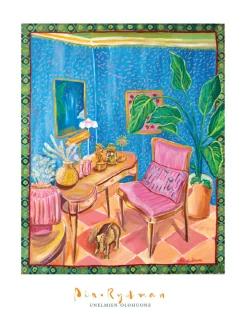 Unelmien olohuone, akryylimaalaus 100x80 cm, Pia Rydman