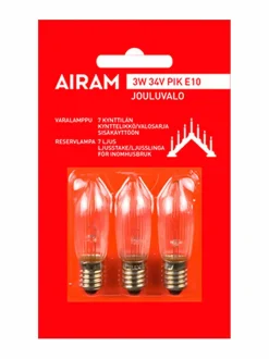 Varalamppu 3W 34V E10, 3 kpl