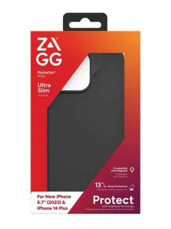 Zagg Manhattan Snap - musta suojakuori iPhone 15 Plus/14 Plus